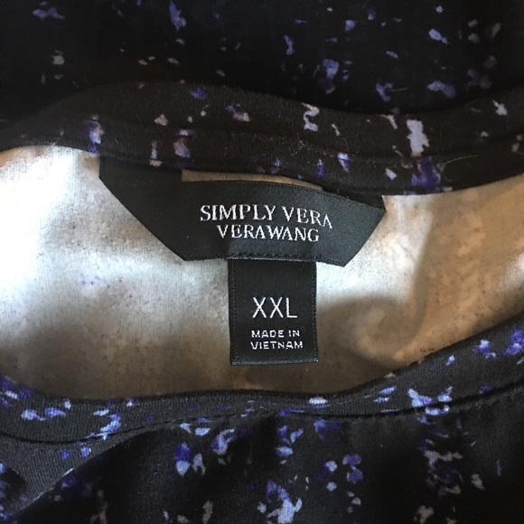 Simply Vera Plus Women’s Black & Purple Mixed Pattern Layered Ruffled Blouse - Picture 11 of 13